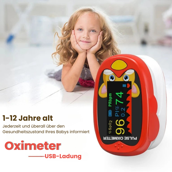 Kinder-Pulsoximeter  Überprüfen Sie Sauerstoff- und Pulswerte in Sekunden zu Hause